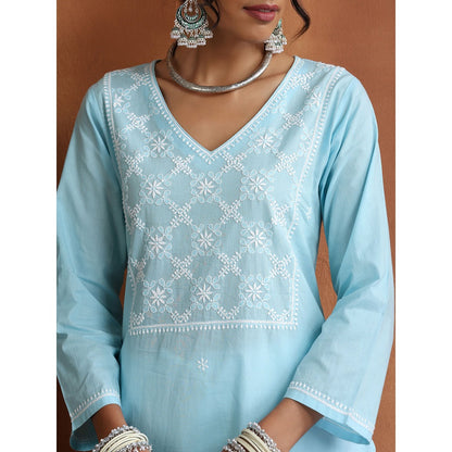 Chikankari Woven Long Kurta