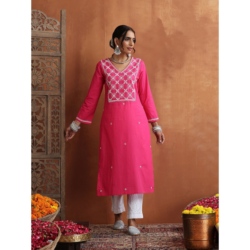 Chikankari Woven Long Kurta