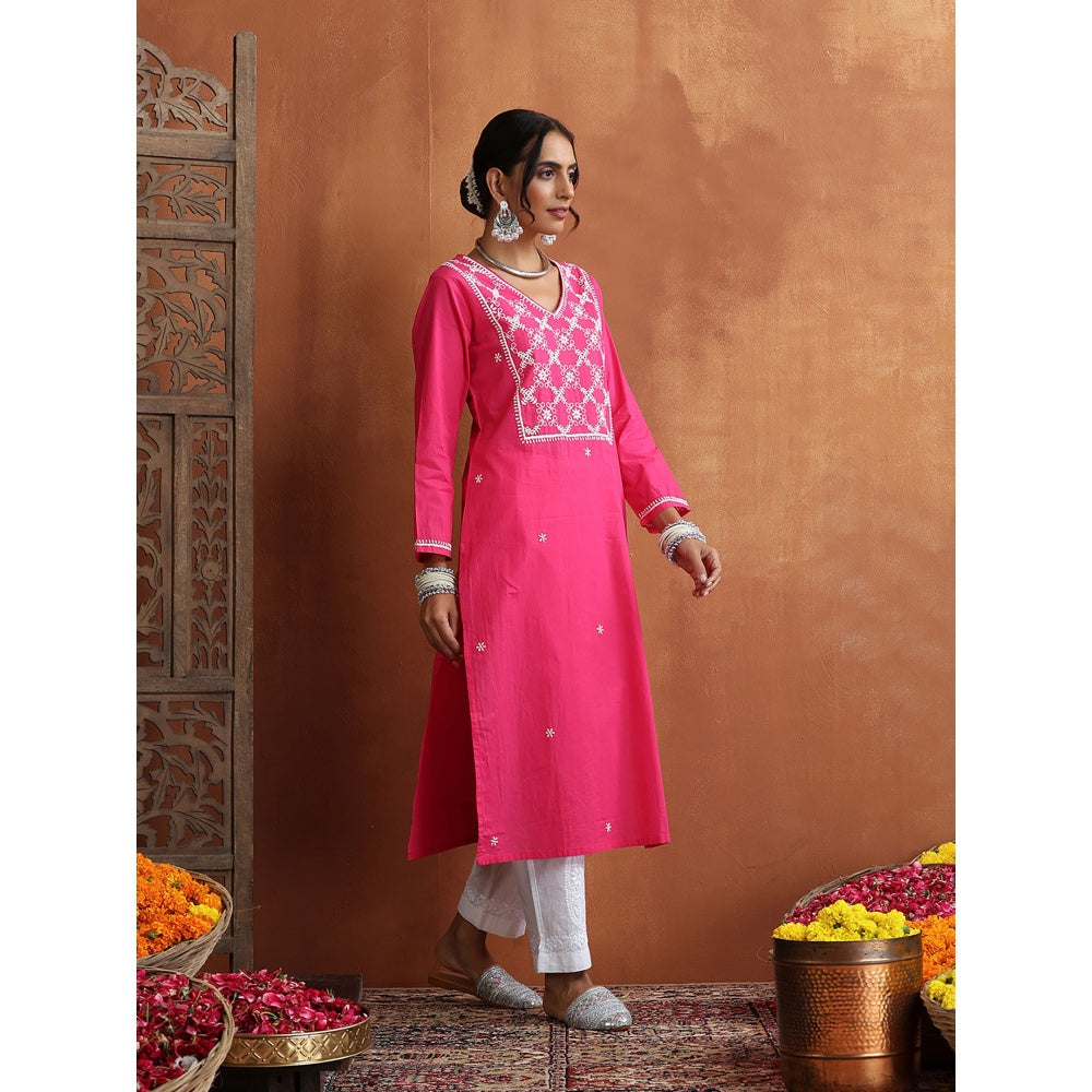 Chikankari Woven Long Kurta