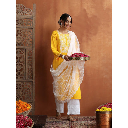 Chikankari Woven Long Kurta
