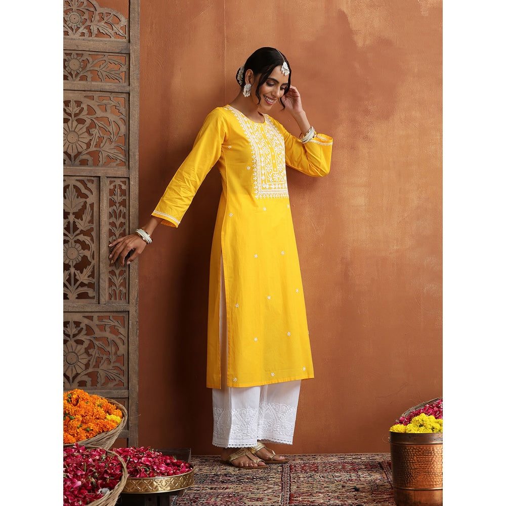 Chikankari Woven Long Kurta