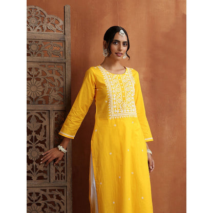 Chikankari Woven Long Kurta
