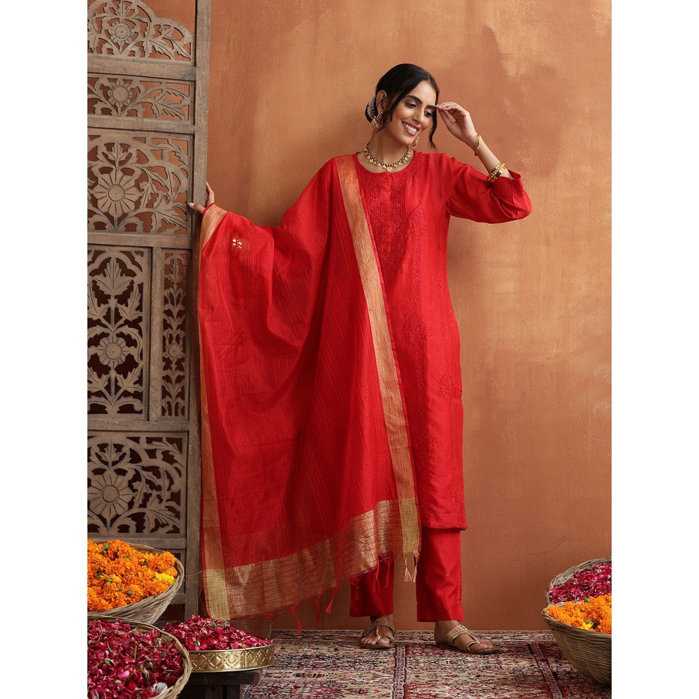 Chikankari Woven Kurta Set