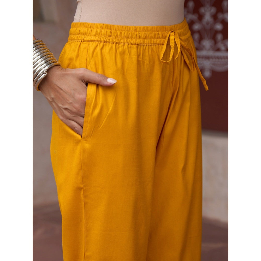 House of Chikankari Glazed Cotton Hand Block Mustard Co-Ord (Set of 2)