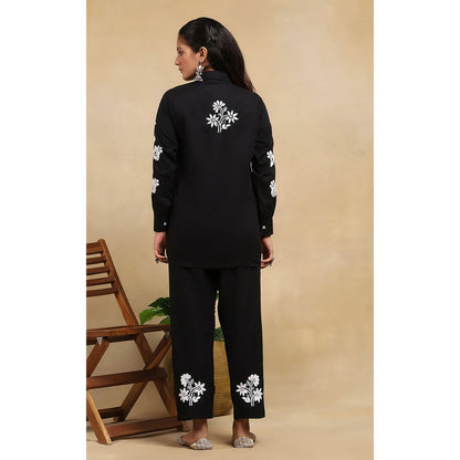 House of Chikankari Cotton Chikankari Co-Ord - Black (Set of 2)