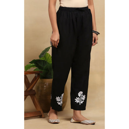 House of Chikankari Cotton Chikankari Co-Ord - Black (Set of 2)