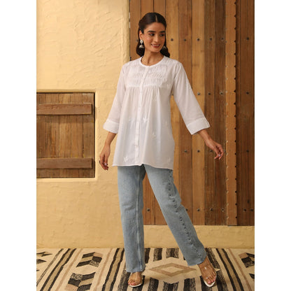 House of Chikankari Chikankari Cotton Embroidered Tunic