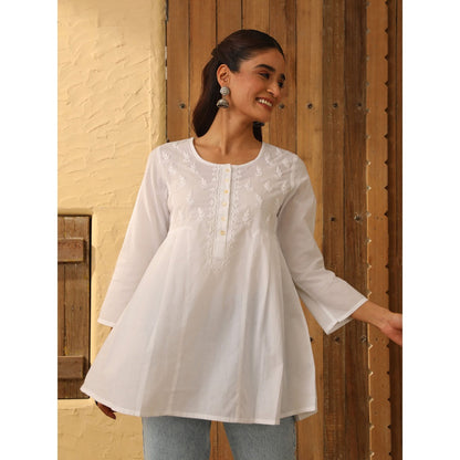 House of Chikankari Chikankari Cotton Embroidered Tunic