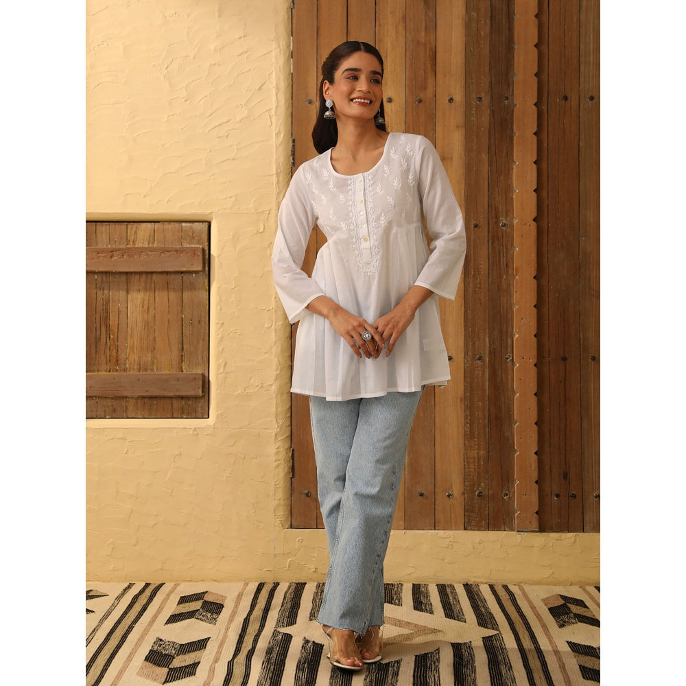 House of Chikankari Chikankari Cotton Embroidered Tunic