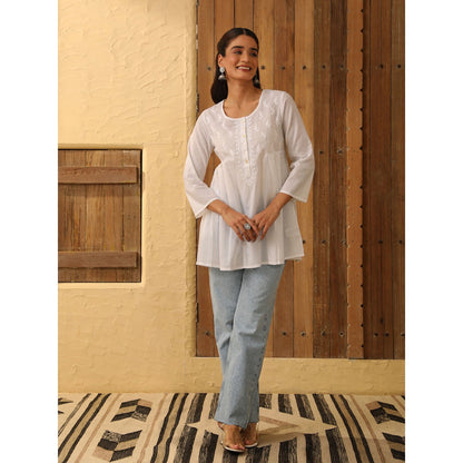 House of Chikankari Chikankari Cotton Embroidered Tunic
