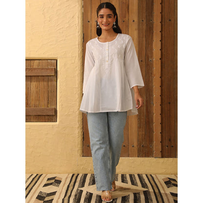 House of Chikankari Chikankari Cotton Embroidered Tunic