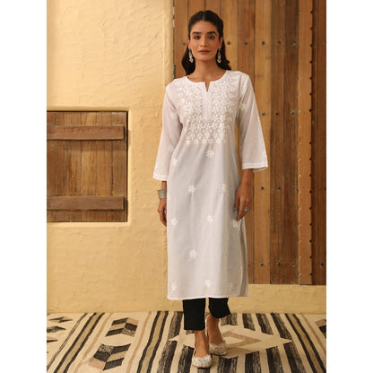 House of Chikankari Cotton Chikankari Embroidered Kurta