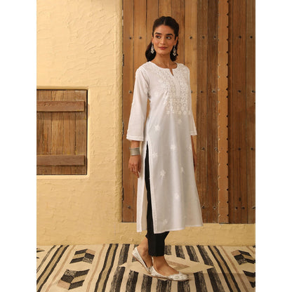 House of Chikankari Cotton Chikankari Embroidered Kurta