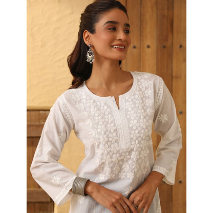 House of Chikankari Cotton Chikankari Embroidered Kurta