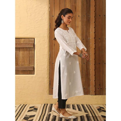 House of Chikankari Cotton Chikankari Embroidered Kurta