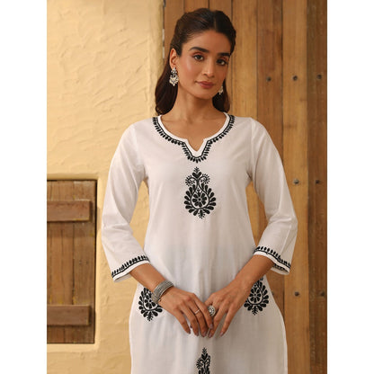 House of Chikankari Cotton Chikankari Embroidered Kurta