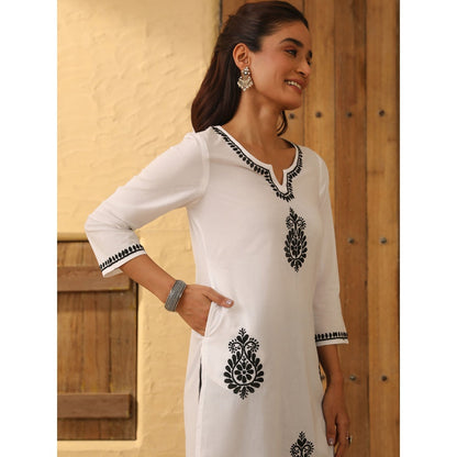 House of Chikankari Cotton Chikankari Embroidered Kurta