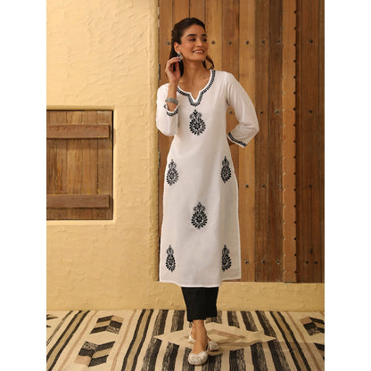 House of Chikankari Cotton Chikankari Embroidered Kurta