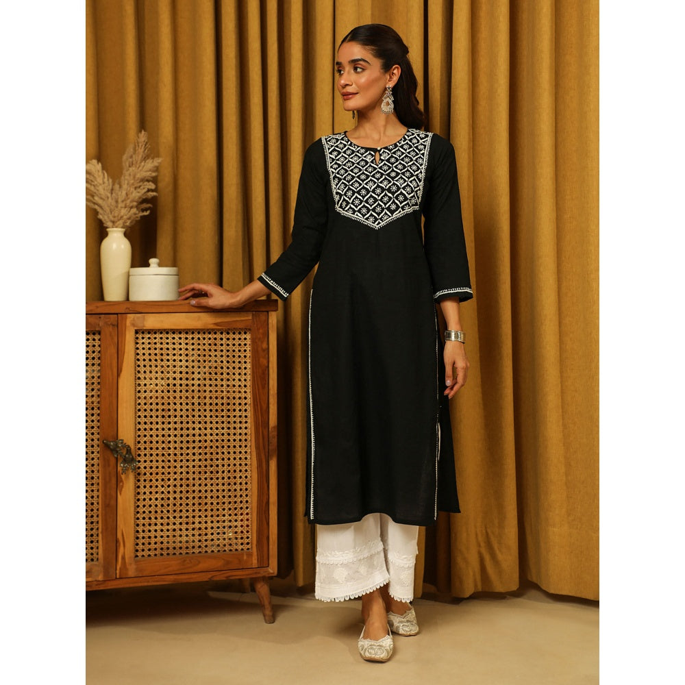 House of Chikankari Cotton Chikankari Embroidered Kurta