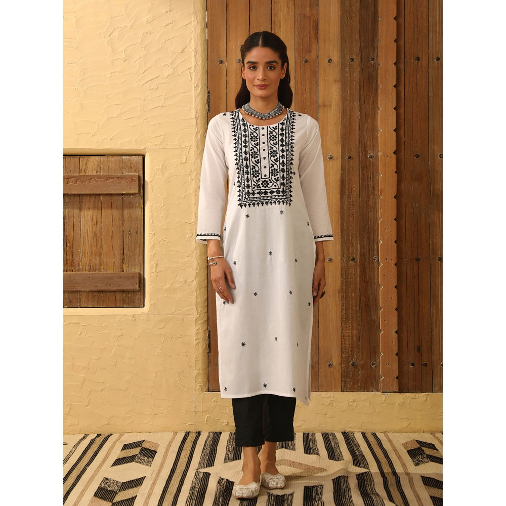 House of Chikankari Cotton Chikankari Embroidered Kurta