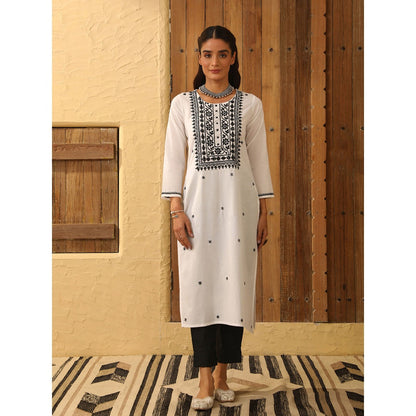 House of Chikankari Cotton Chikankari Embroidered Kurta