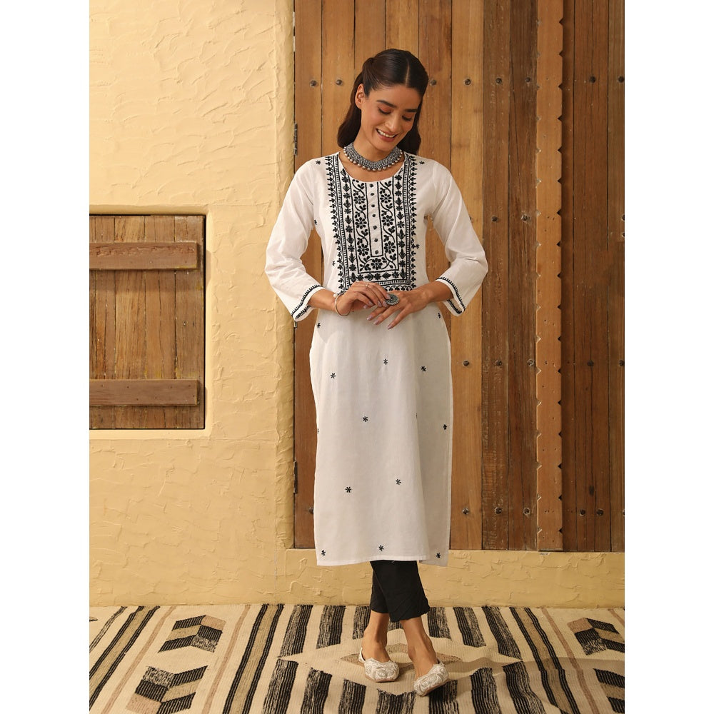 House of Chikankari Cotton Chikankari Embroidered Kurta