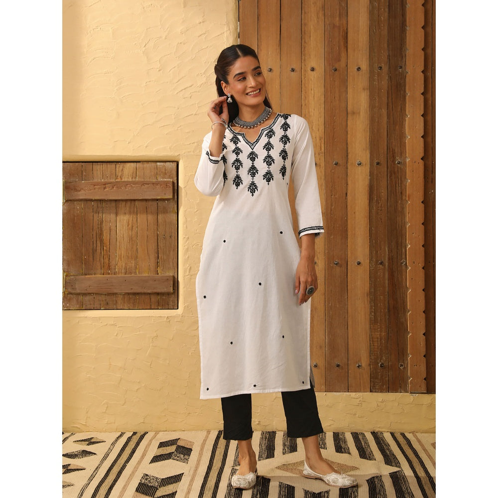 House of Chikankari Cotton Chikankari Embroidered Kurta