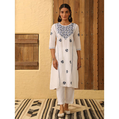 House of Chikankari Cotton Chikankari Embroidered Kurta