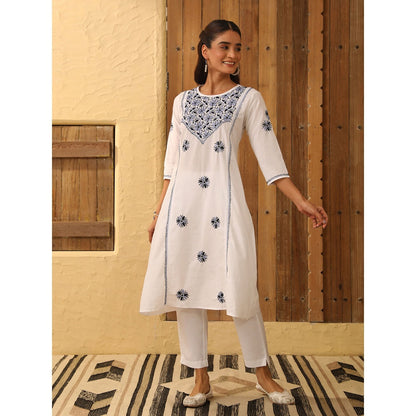 House of Chikankari Cotton Chikankari Embroidered Kurta
