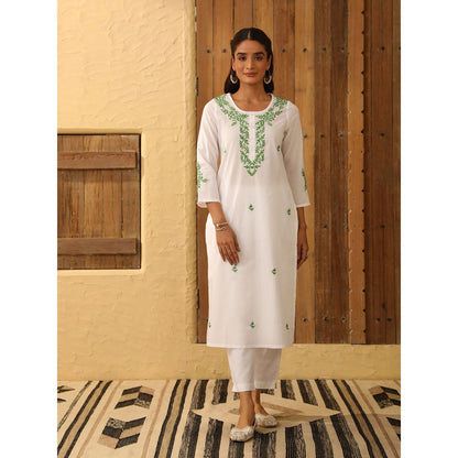 House of Chikankari Cotton Chikankari Embroidered Kurta