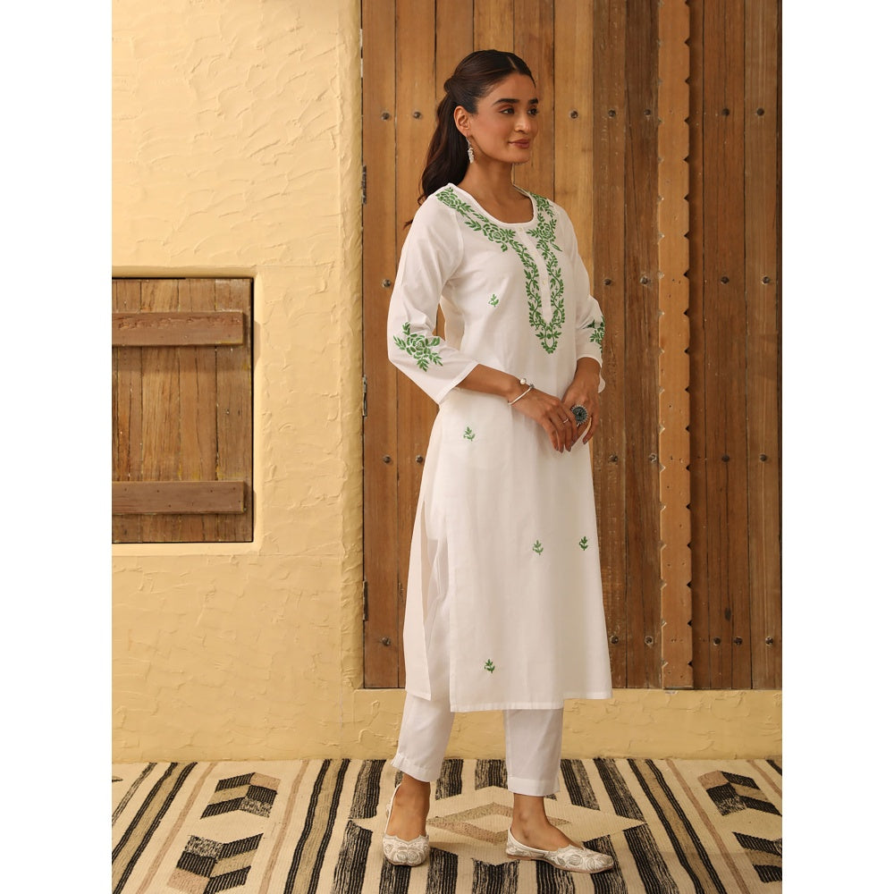 House of Chikankari Cotton Chikankari Embroidered Kurta