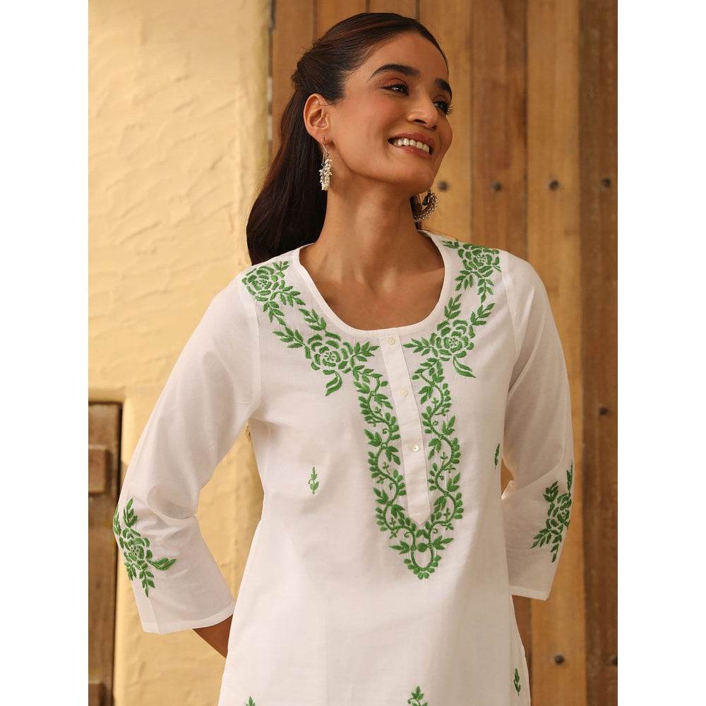 House of Chikankari Cotton Chikankari Embroidered Kurta