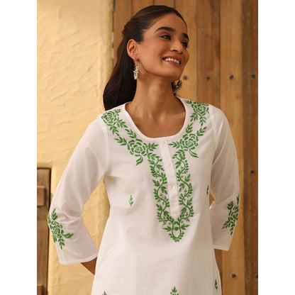 House of Chikankari Cotton Chikankari Embroidered Kurta