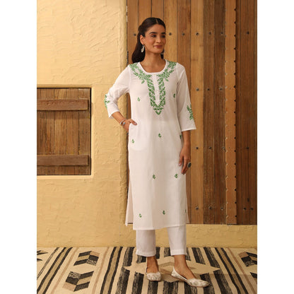 House of Chikankari Cotton Chikankari Embroidered Kurta