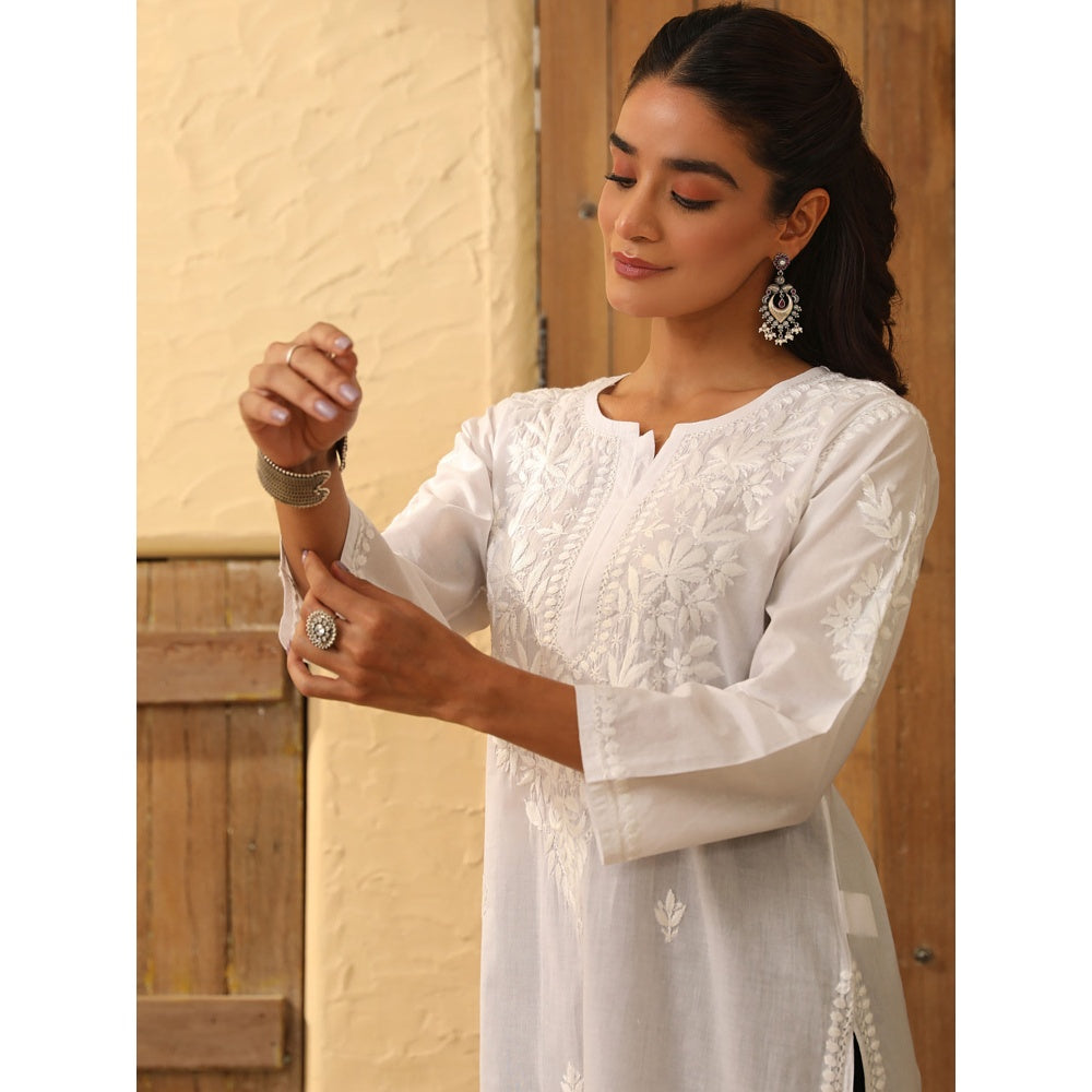 House of Chikankari Cotton Chikankari Embroidered Kurta