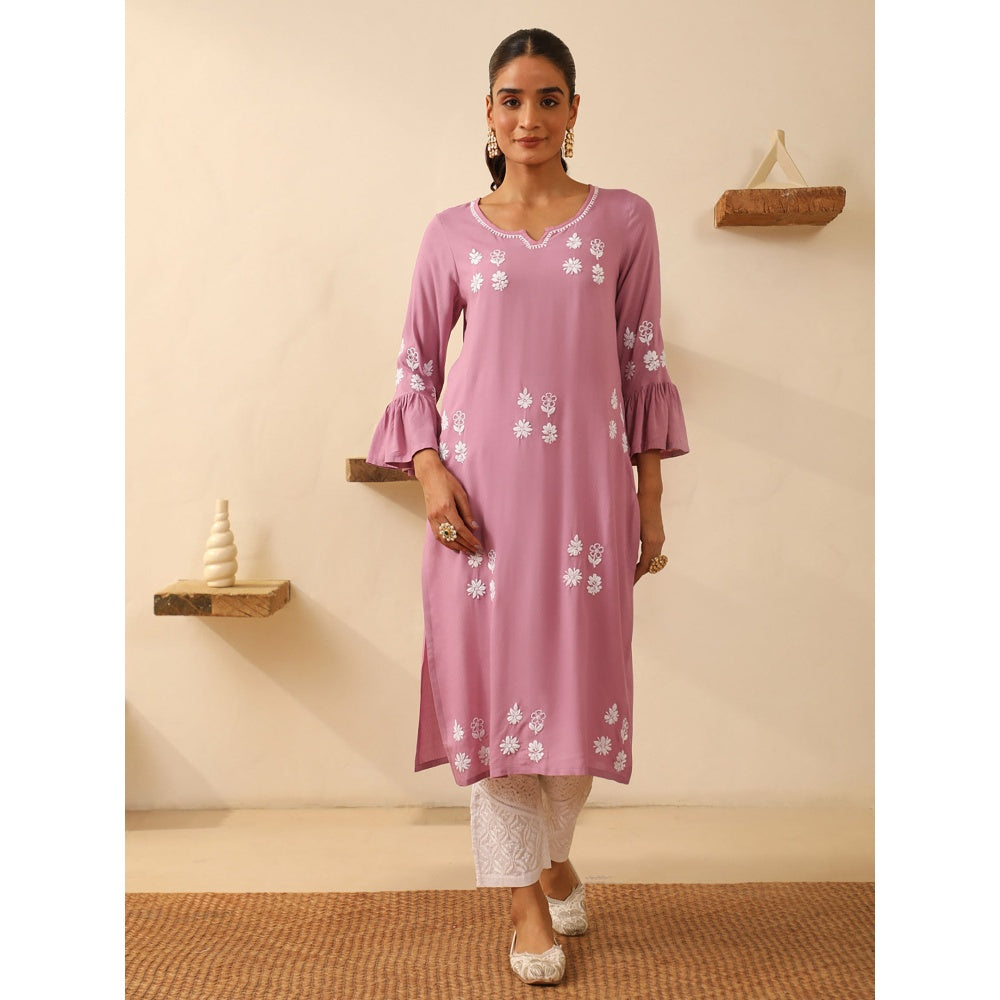 House of Chikankari Rayon Chikankari Embroidered Kurta