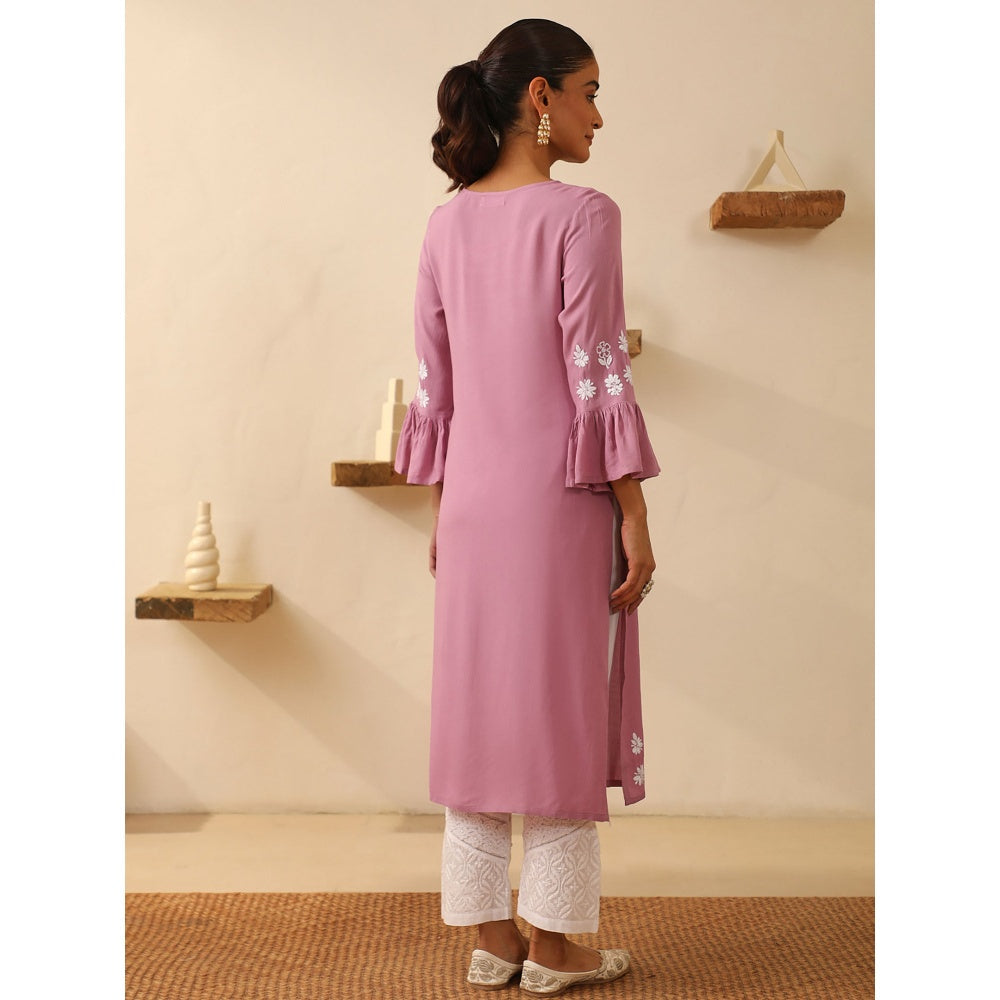 House of Chikankari Rayon Chikankari Embroidered Kurta
