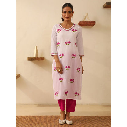 House of Chikankari Cotton Chikankari Embroidered Kurta