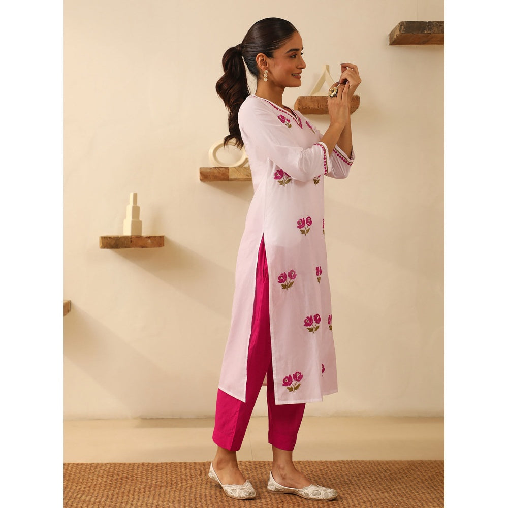 House of Chikankari Cotton Chikankari Embroidered Kurta