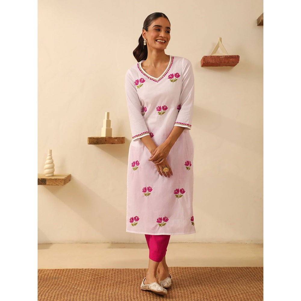 House of Chikankari Cotton Chikankari Embroidered Kurta