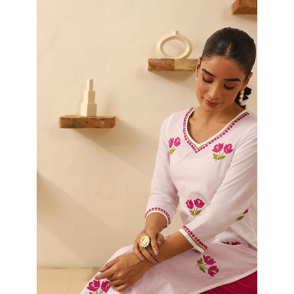 House of Chikankari Cotton Chikankari Embroidered Kurta