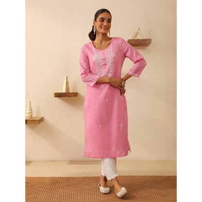 House of Chikankari Cotton Chikankari Embroidered Kurta