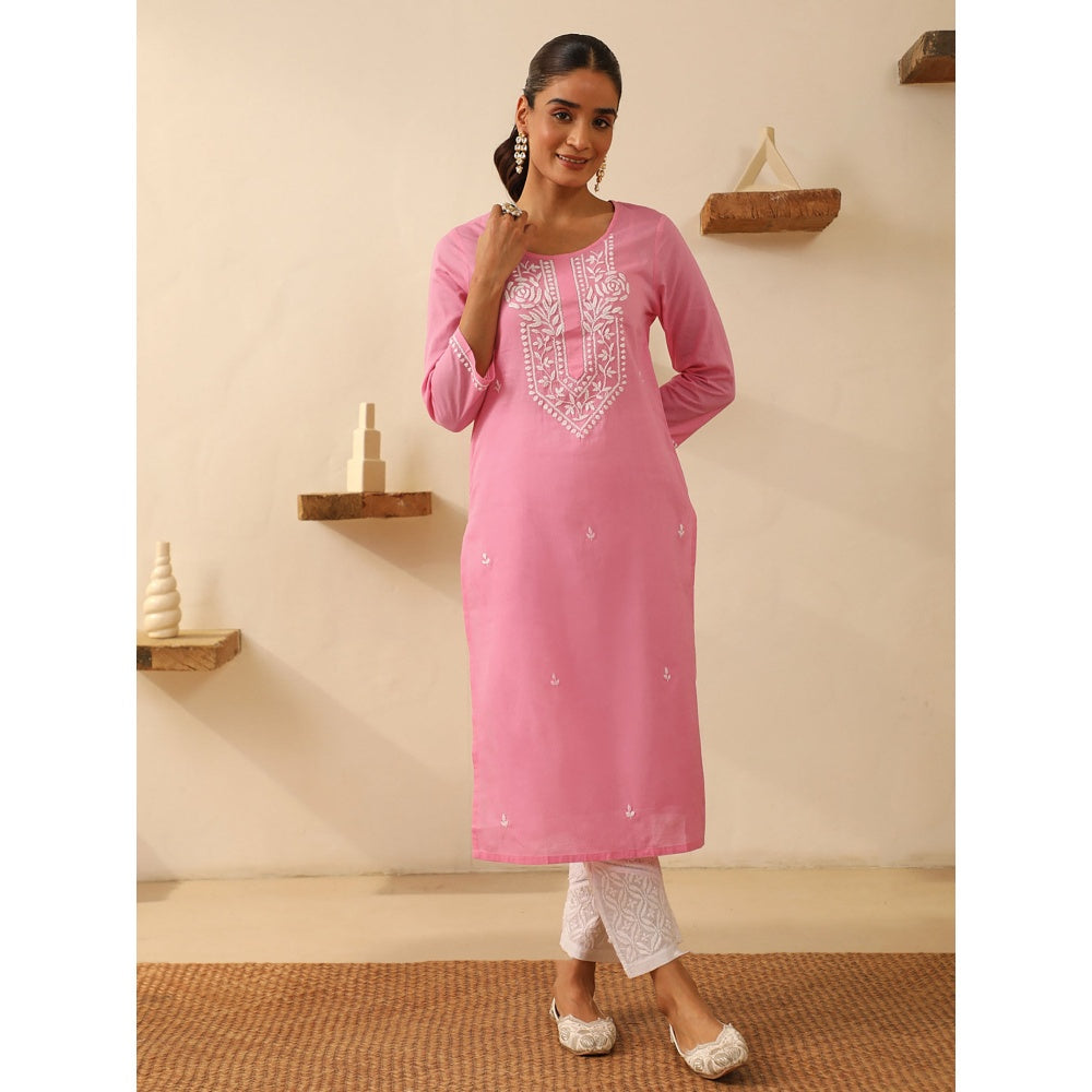 House of Chikankari Cotton Chikankari Embroidered Kurta