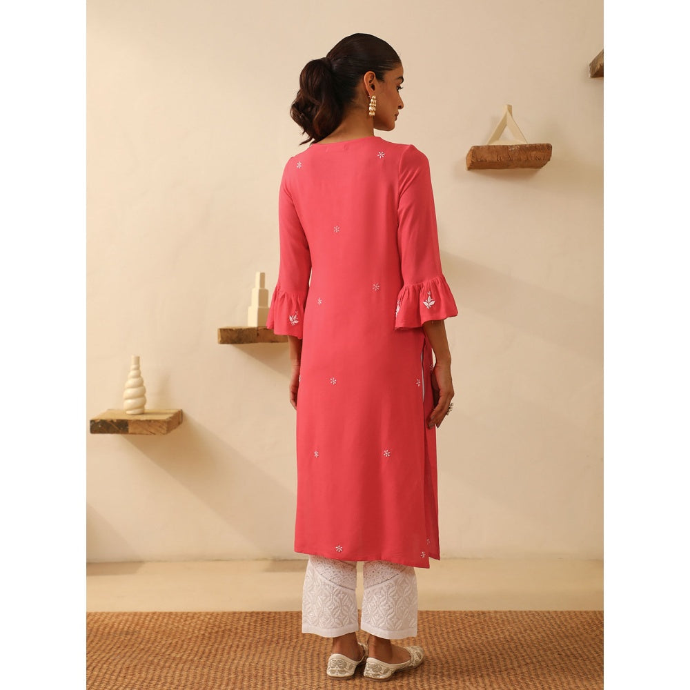 House of Chikankari Rayon Chikankari Embroidered Kurta