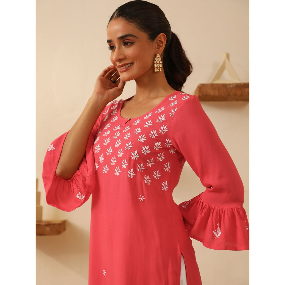 House of Chikankari Rayon Chikankari Embroidered Kurta