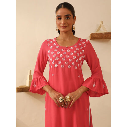 House of Chikankari Rayon Chikankari Embroidered Kurta