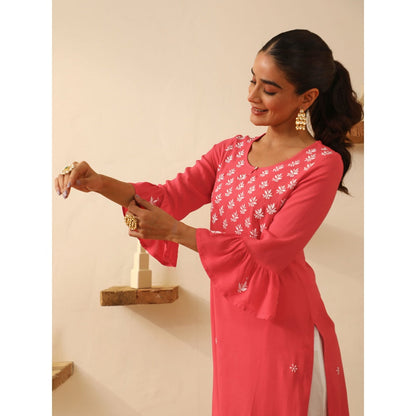 House of Chikankari Rayon Chikankari Embroidered Kurta