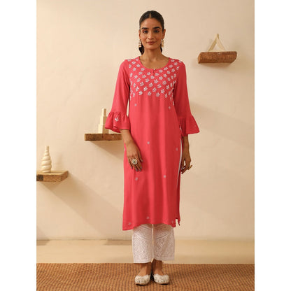 House of Chikankari Rayon Chikankari Embroidered Kurta