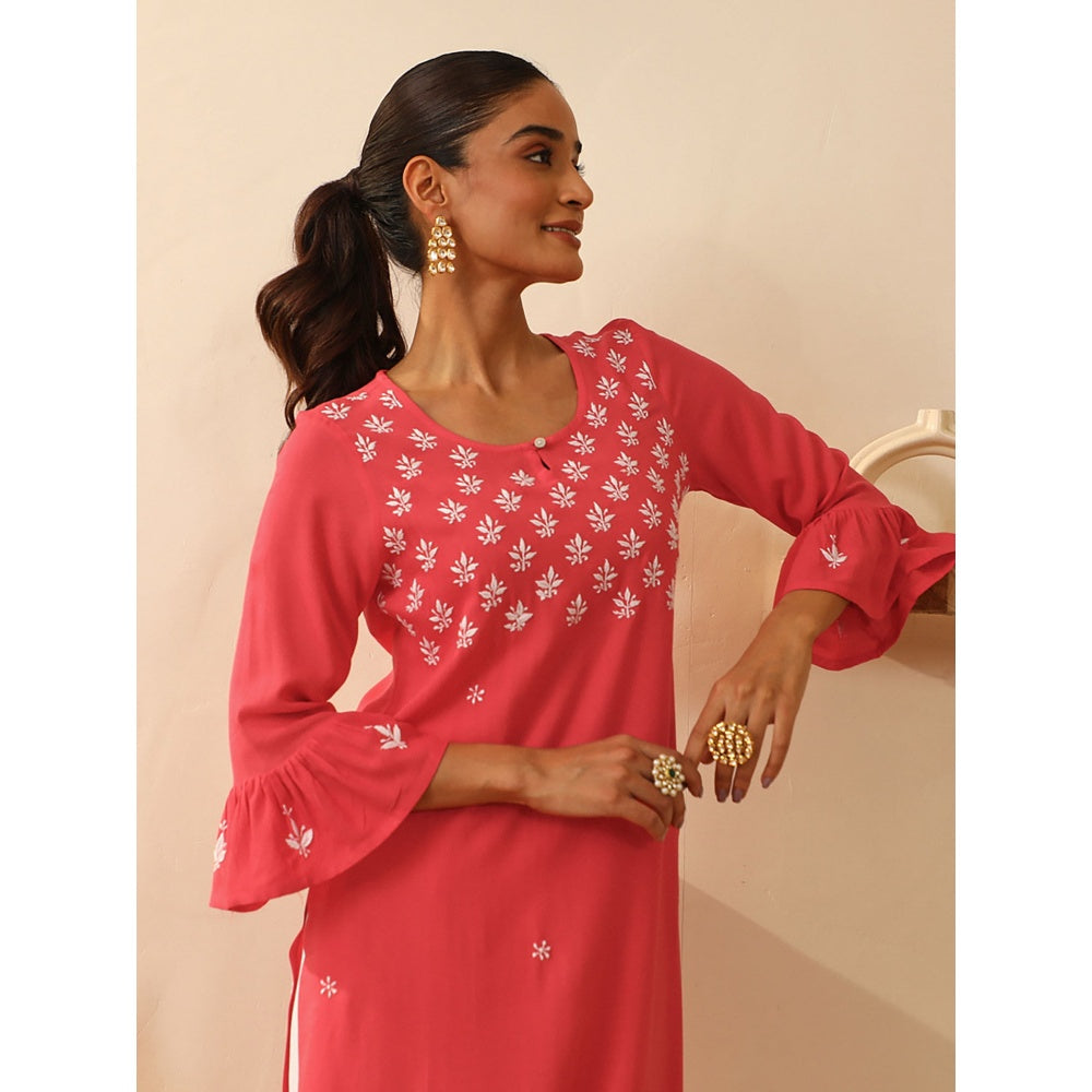 House of Chikankari Rayon Chikankari Embroidered Kurta