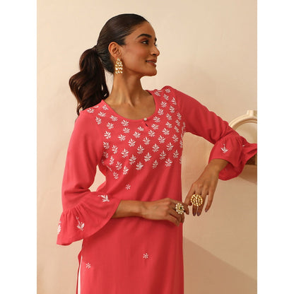 House of Chikankari Rayon Chikankari Embroidered Kurta